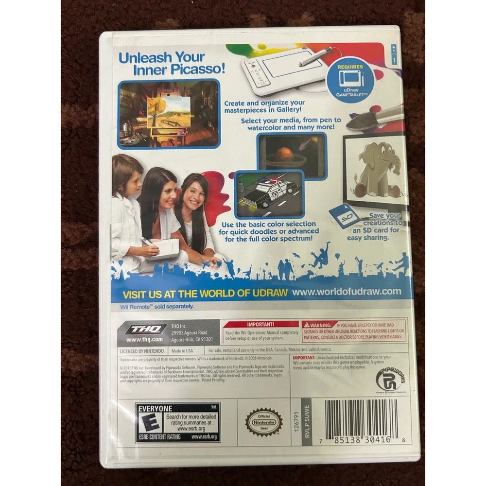 uDraw Studio Nintendo Wii THQ Art Game with‎ Case and Manual RVL P SUWE